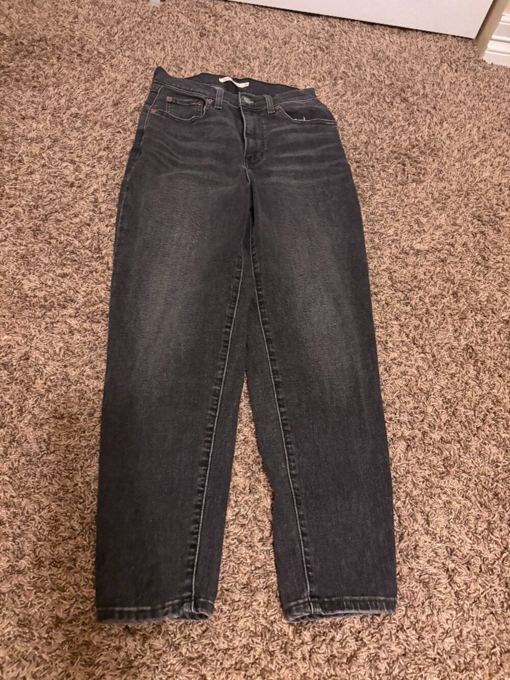 Levi's High Rise Boyfriend Jeans Size 26 Black Denim Zip Fly Pockets Belt Loops